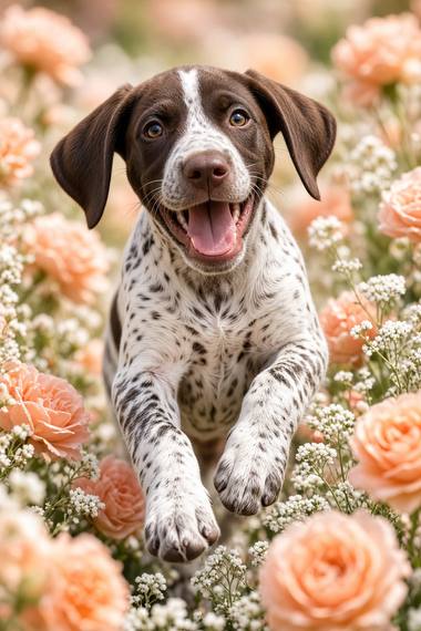 German Shorthaired Pointer poster, Flower Puppies