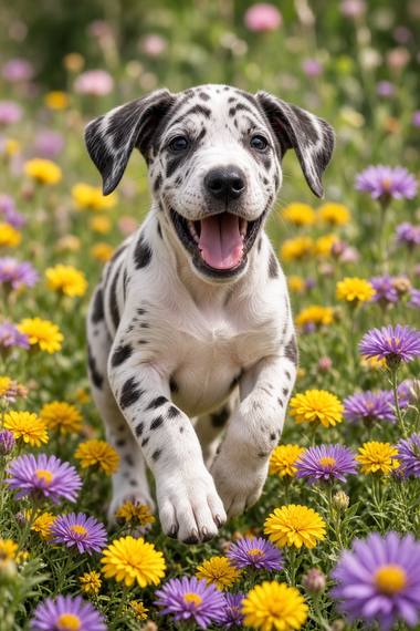 Great Dane poster, Flower Puppies