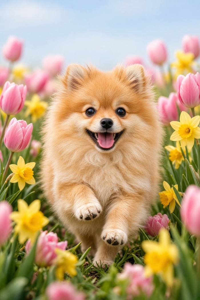 Pomeranian poster, Flower Puppies