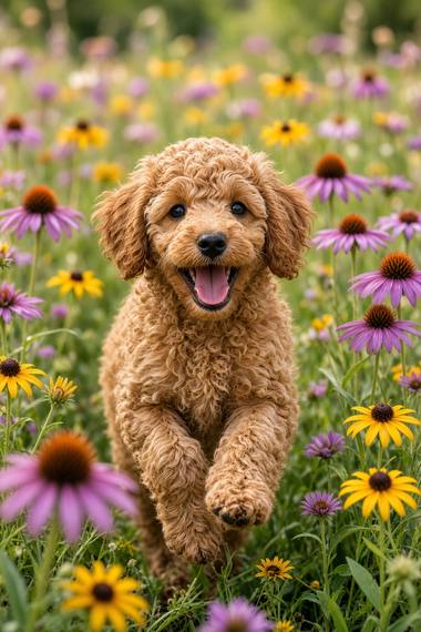 Poodle poster, Flower Puppies