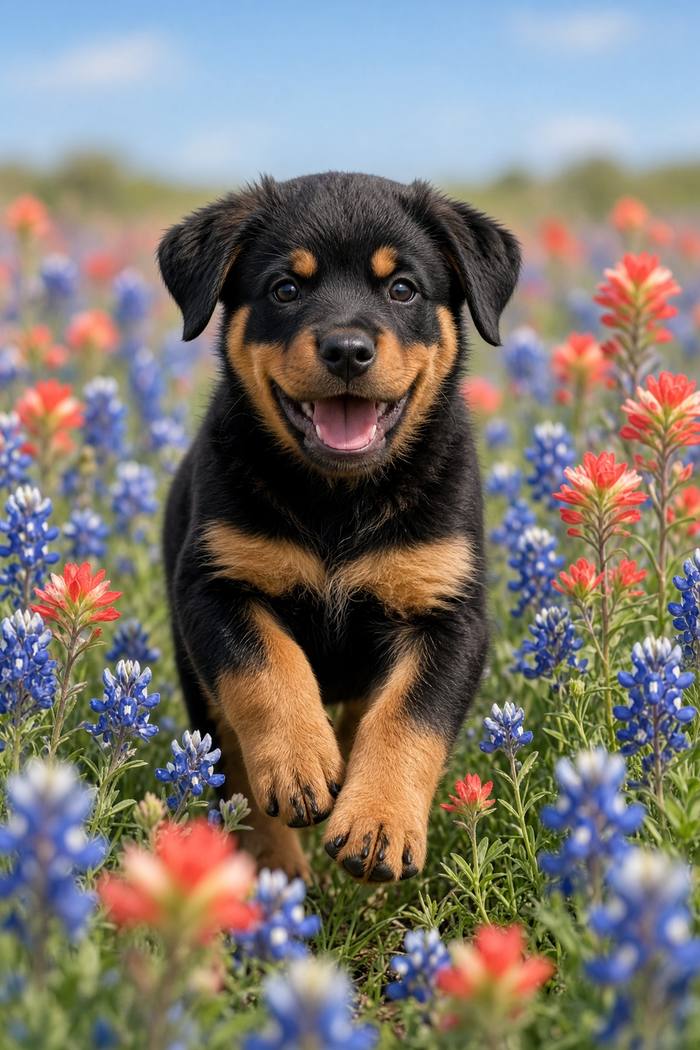 Rottweiler poster, Flower Puppies