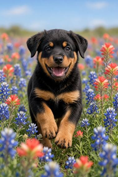 Rottweiler poster, Flower Puppies