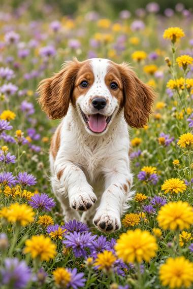 Springer Spaniel poster, Flower Puppies