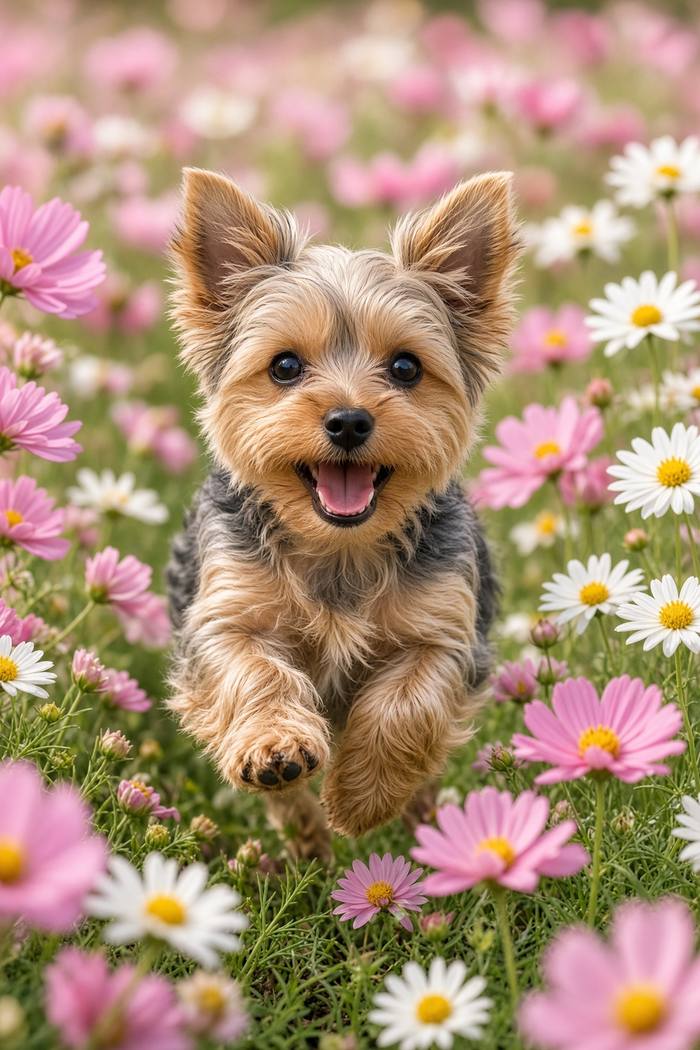 Yorkshire Terrier poster, Flower Puppies