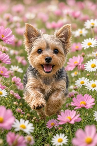 Yorkshire Terrier poster, Flower Puppies