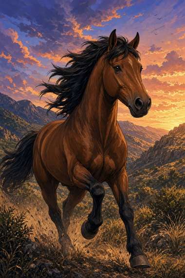 Andalusian (Bay) poster, Anime Horses