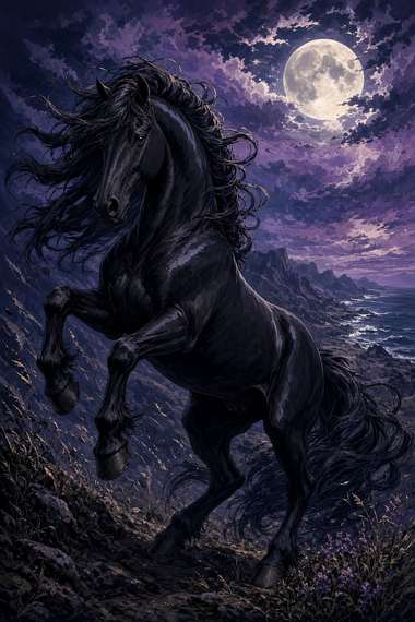 Andalusian (Black) poster, Anime Horses