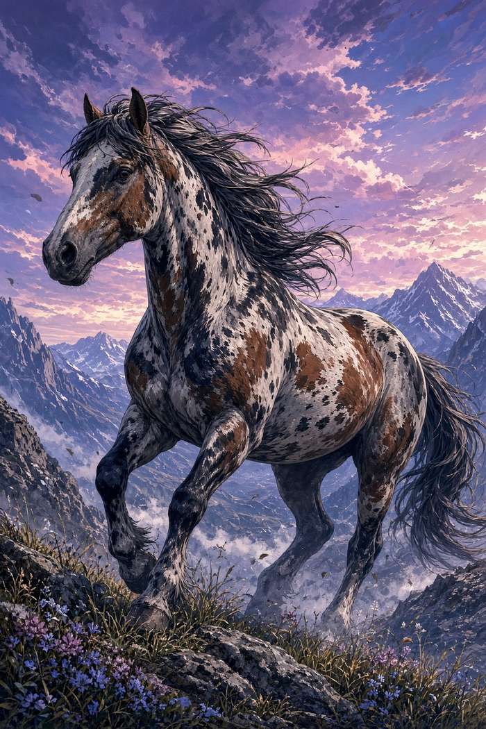 Appaloosa (Varnish Roan) poster, Anime Horses