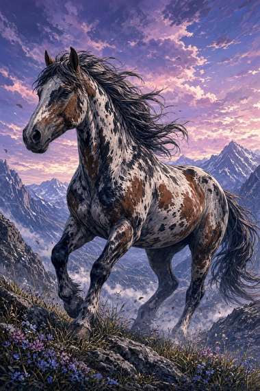 Appaloosa (Varnish Roan) poster, Anime Horses