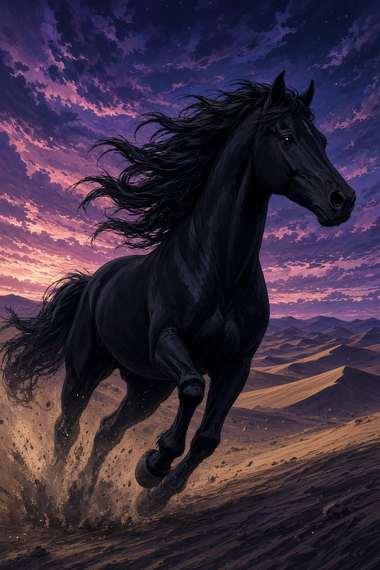 Arabian (Black) poster, Anime Horses