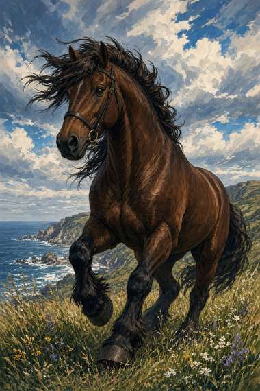 Belgian (Bay) poster, Anime Horses