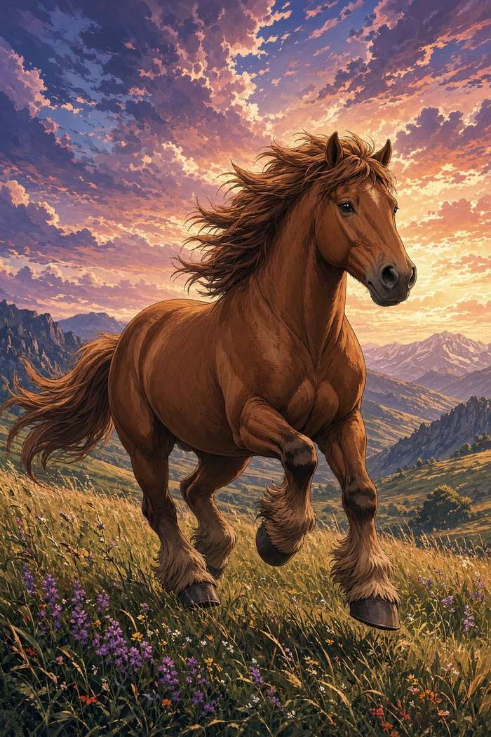Belgian (Chestnut) poster, Anime Horses