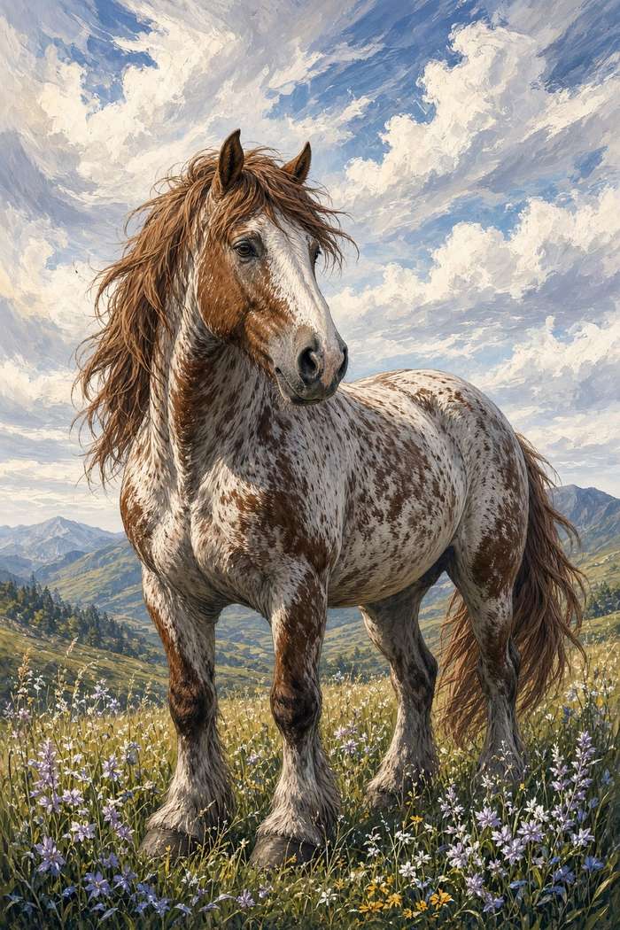 Belgian (Roan) poster, Anime Horses