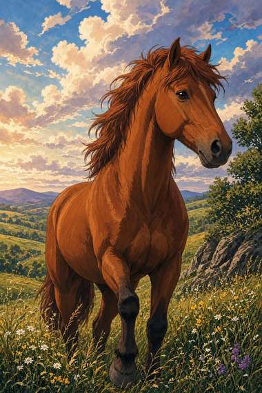 Belgian (Sorrel) poster, Anime Horses