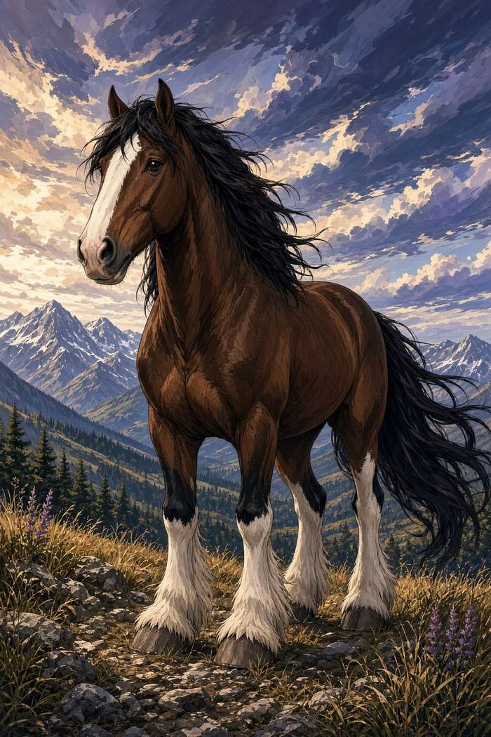 Clydesdale (Bay) poster, Anime Horses
