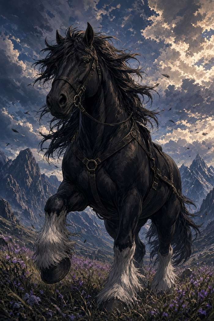 Clydesdale (Black) poster, Anime Horses