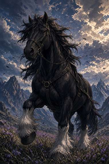 Clydesdale (Black) poster, Anime Horses