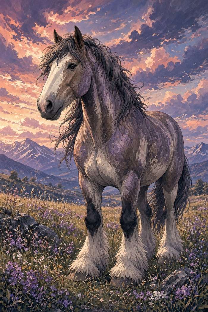 Clydesdale (Roan) poster, Anime Horses