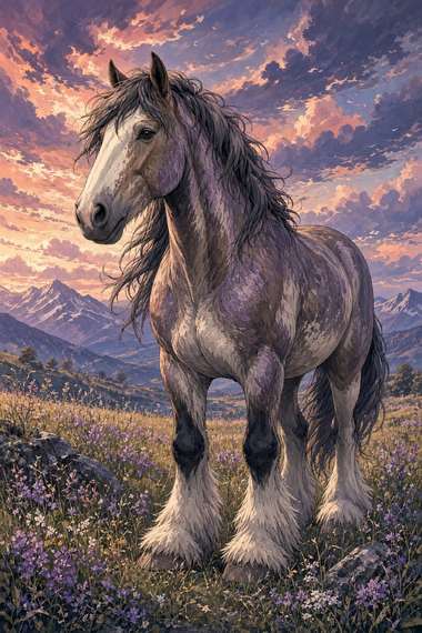 Clydesdale (Roan) poster, Anime Horses