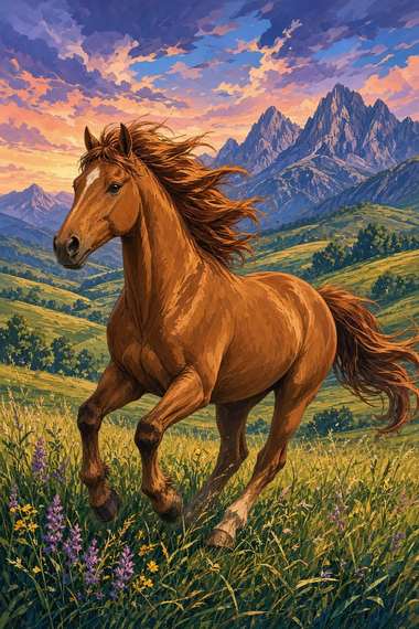 Hanoverian (Chestnut) poster, Anime Horses