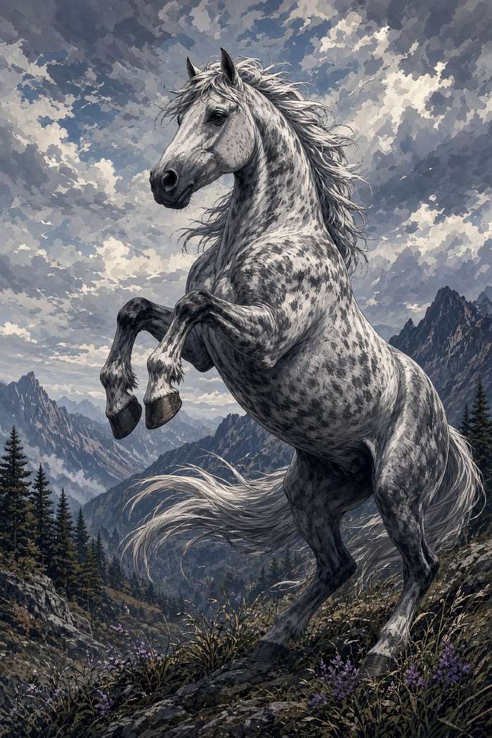 Hanoverian (Gray) poster, Anime Horses