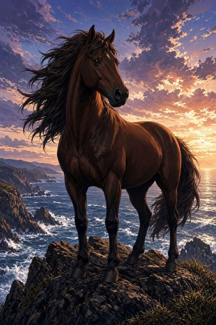 Morgan (Bay) poster, Anime Horses