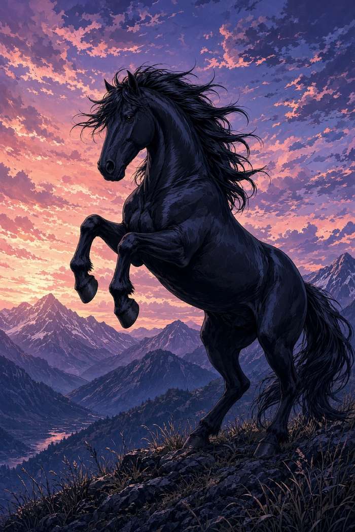 Morgan (Black) poster, Anime Horses