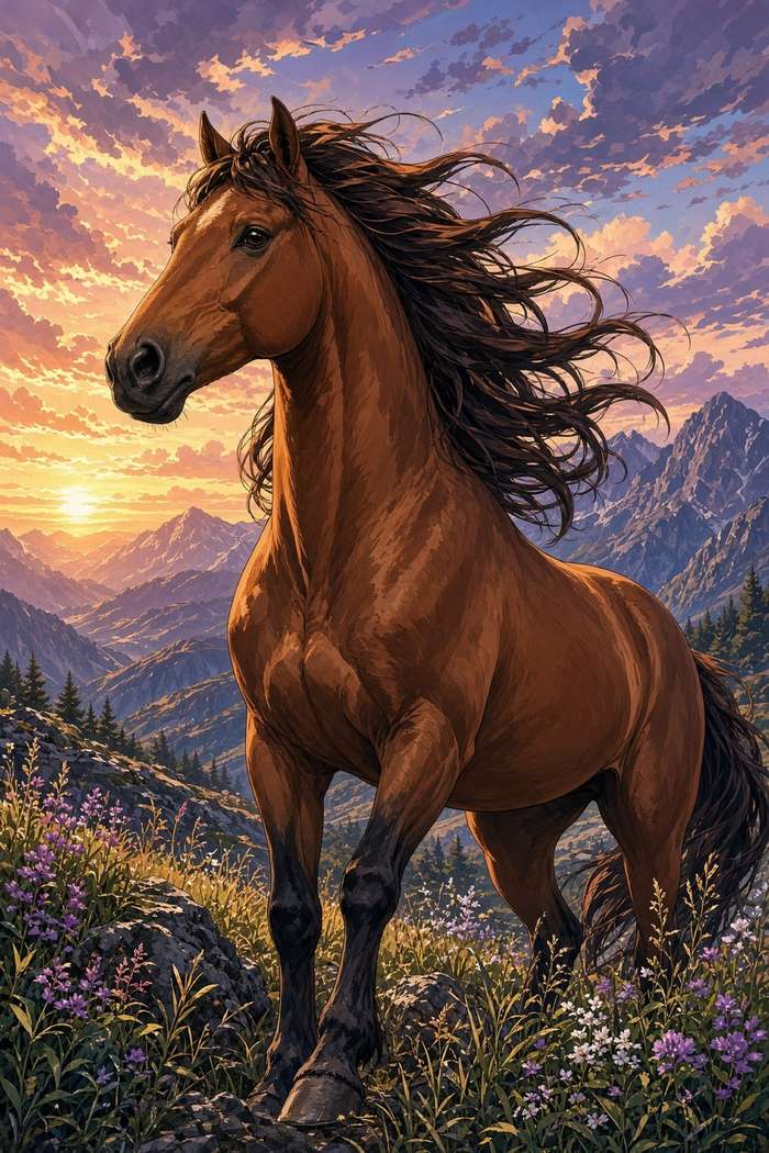 Morgan (Chestnut) poster, Anime Horses