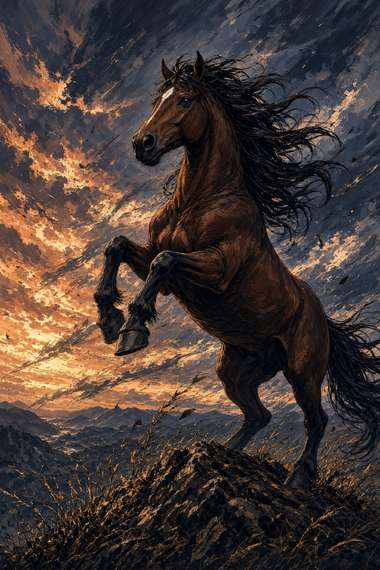 Mustang (Bay) poster, Anime Horses