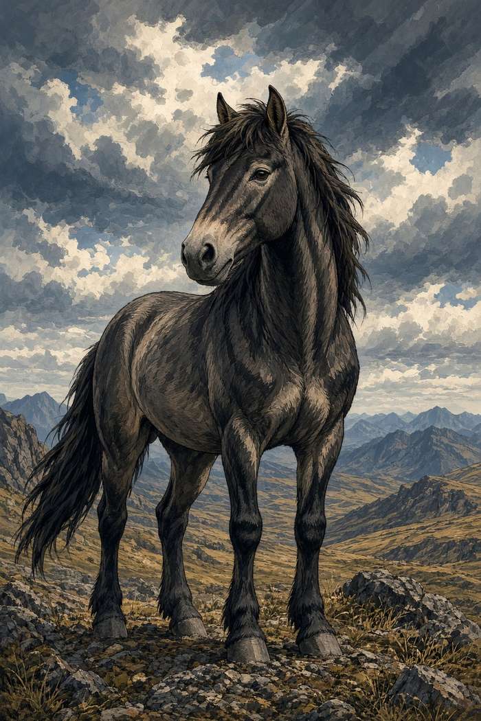 Mustang (Grullo) poster, Anime Horses