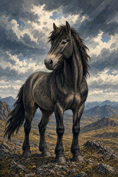 Mustang (Grullo) poster, Anime Horses