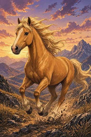 Mustang (Palomino) poster, Anime Horses