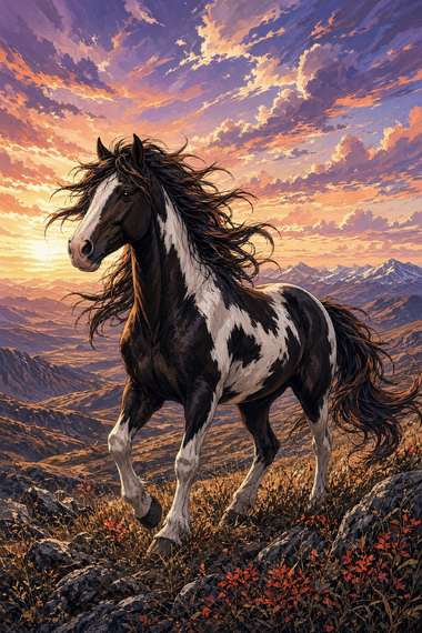 Mustang (Pinto) poster, Anime Horses