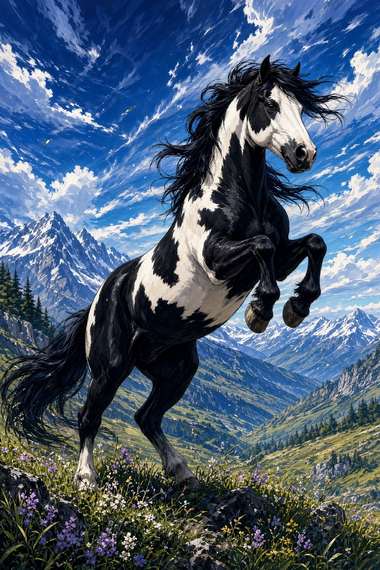 Paint Horse (Tobiano) poster, Anime Horses