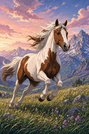 Paint Horse (Tovero) poster, Anime Horses
