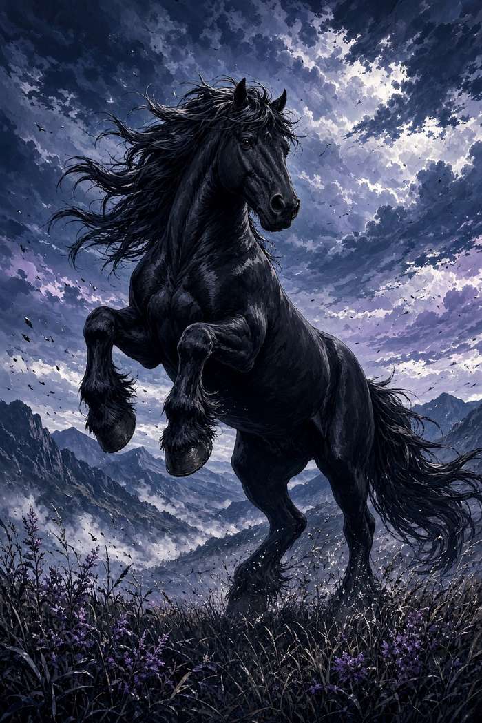 Percheron (Black) poster, Anime Horses