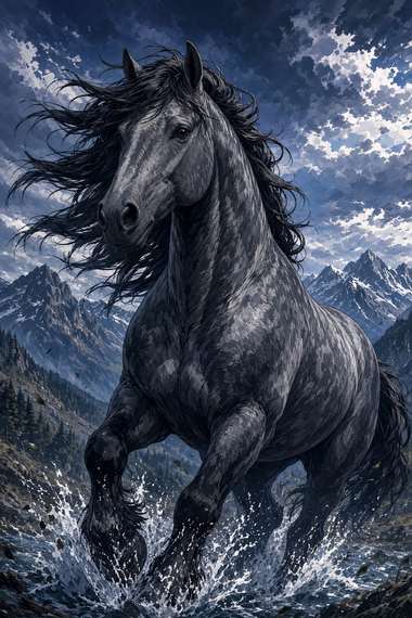 Percheron (Gray) poster, Anime Horses