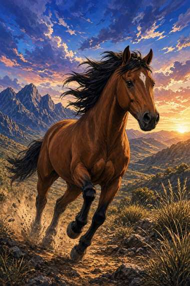 Quarter Horse (Bay) poster, Anime Horses