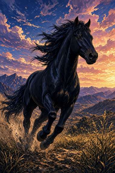 Quarter Horse (Black) poster, Anime Horses