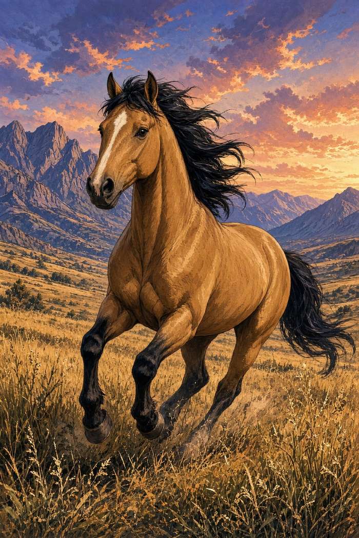 Quarter Horse (Buckskin) poster, Anime Horses