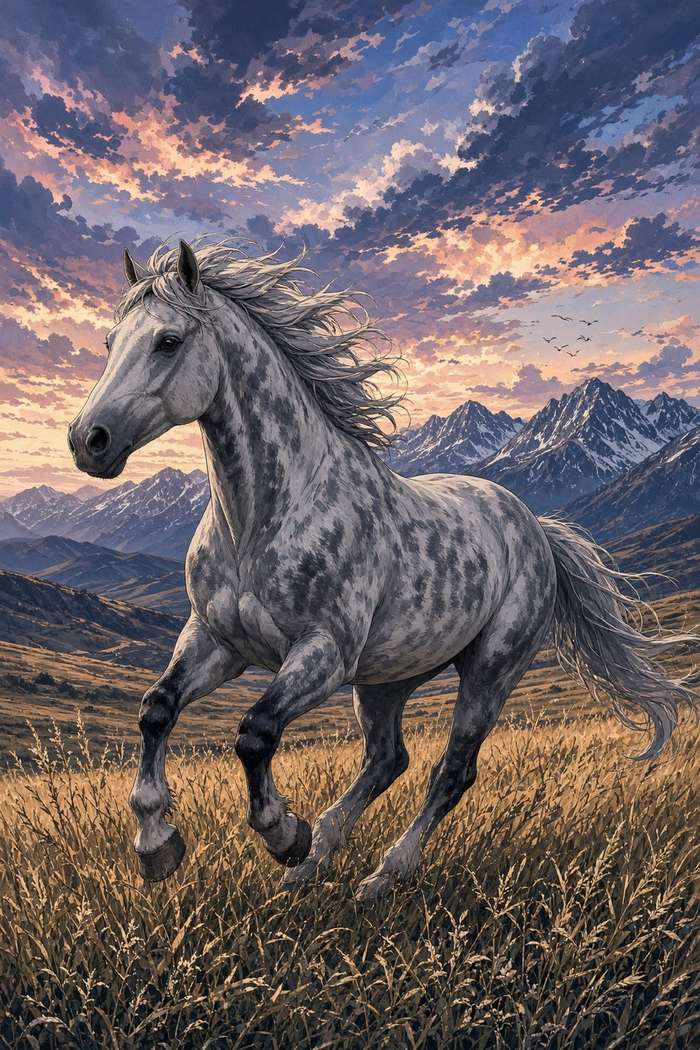 Quarter Horse (Gray) poster, Anime Horses