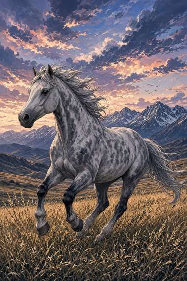 Quarter Horse (Gray) poster, Anime Horses