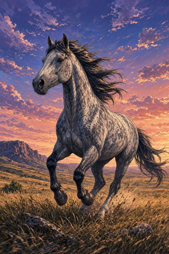 Quarter Horse (Roan) poster, Anime Horses