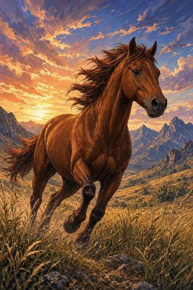 Quarter Horse (Sorrel) poster, Anime Horses