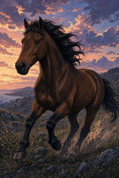 Standardbred (Bay) poster, Anime Horses