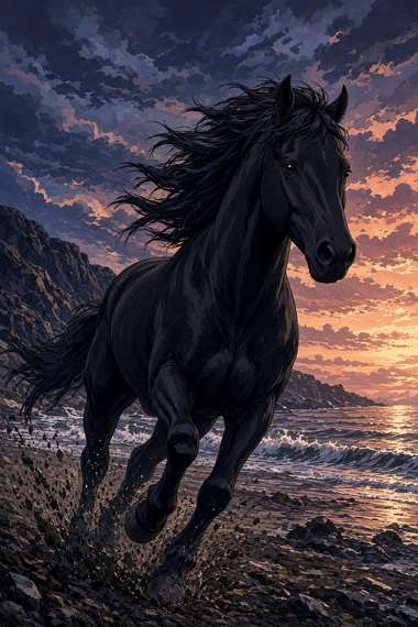 Standardbred (Black) poster, Anime Horses