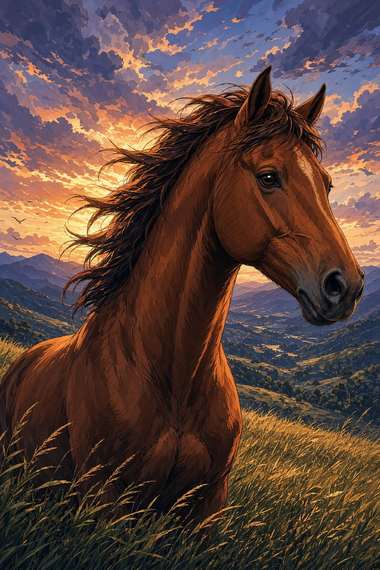 Standardbred (Chestnut) poster, Anime Horses