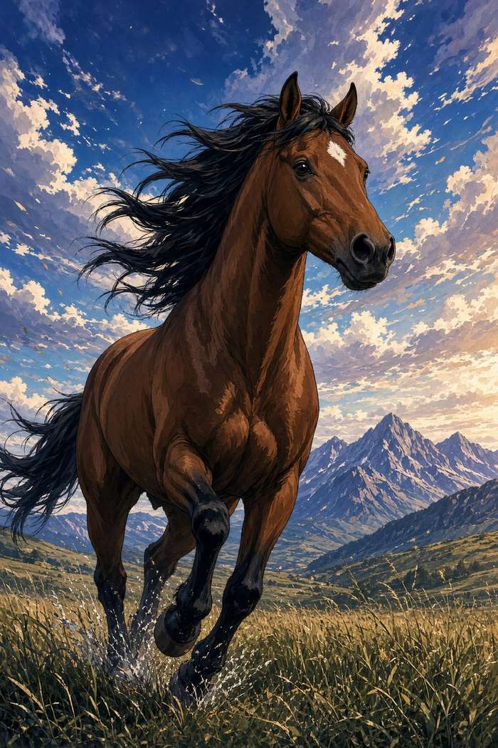 Thoroughbred (Bay) poster, Anime Horses