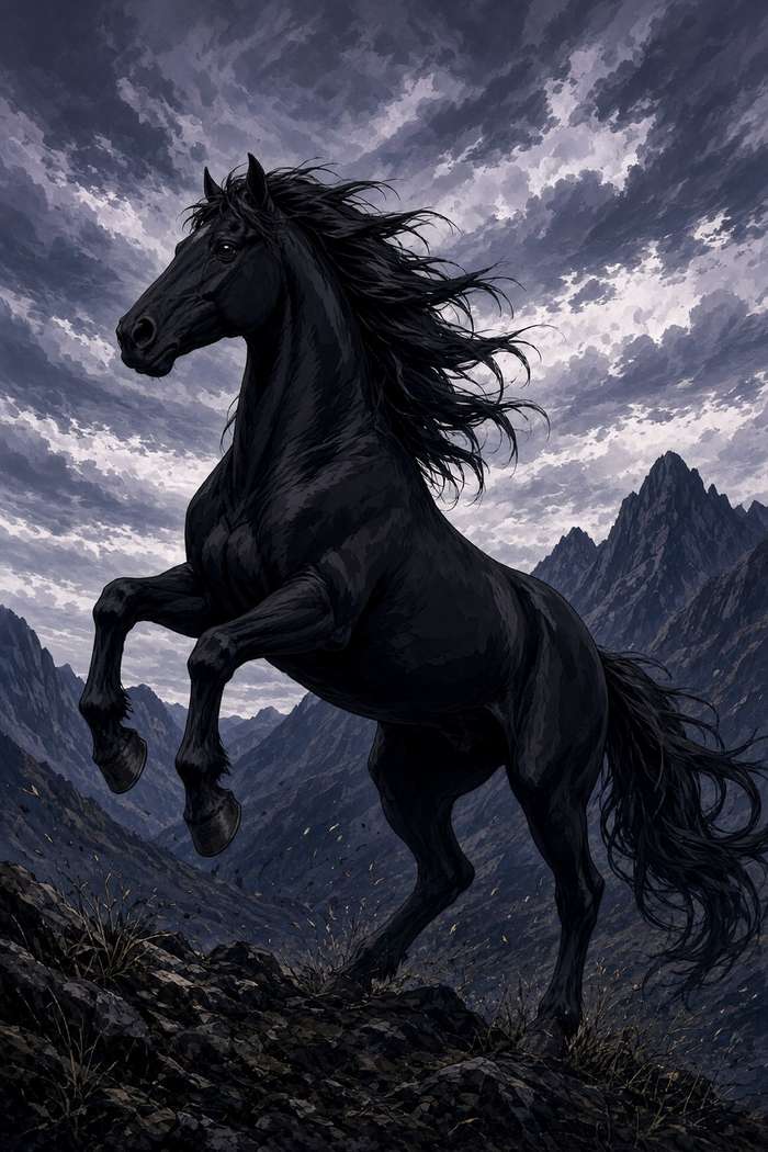 Thoroughbred (Black) poster, Anime Horses