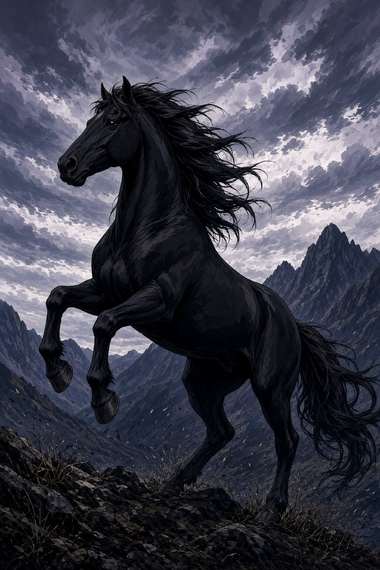 Thoroughbred (Black) poster, Anime Horses